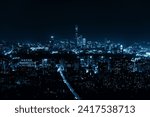 Beijing city skyline panoramic view at night with architecture in China