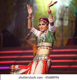 BEIJING - JANUARY 31: An Indian dancer performs on stage during Indian Music and Dance Show at Beijing Exhibition Theater on January 31, 2010 in Beijing, China.