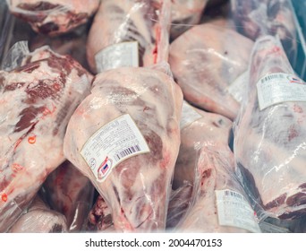 BEIJING - June 26: leg of lamb
 sale on June 26, 2021 in Beijing, China. Metro Supermarket.