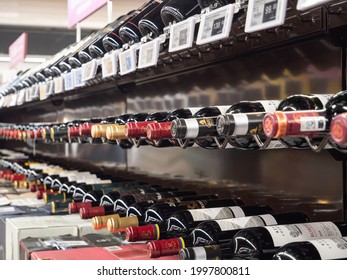 BEIJING - June 26: Wine for sale on June 26, 2021 in Beijing, China. Metro Supermarket.