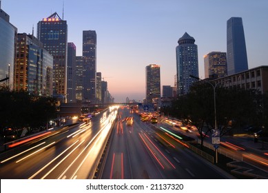 Beijing Skyline At Dusk