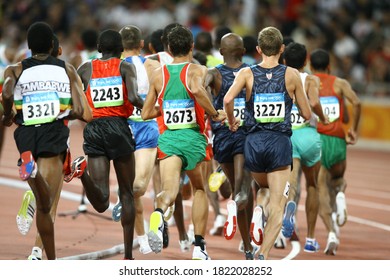 Beijing-CHINA August 2008 Summer Olympics Ethiopia Kenenisa Bekele (1662) Men's 10,000M Final Athletes At The National Stadium Photographed From An Unknown Angle.