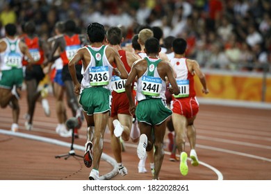 Beijing-CHINA August 2008 Summer Olympics Ethiopia Kenenisa Bekele (1662) Men's 10,000M Final Athletes At The National Stadium Photographed From An Unknown Angle.