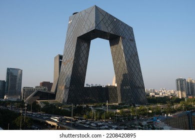 Beijing,China-September 16th 2022: Facade Of The China Central Television Headquarters Building. A Chinese State-owned Broadcaster