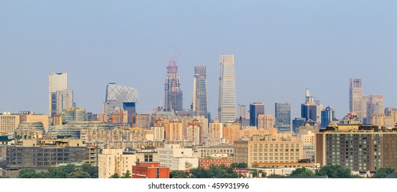 BEIJING-JULY 26, 2016. High Angle View On Beijing Central Business District Which Occupies 3.99 Km2 Of Chaoyang District On The East Side Of The City. Beijing CBD Houses 117 Fortune 500 Businesses.