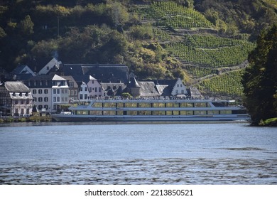 Beilstein, Germany 10 06 2022: Passenger Ship Turning At Village Beilstein