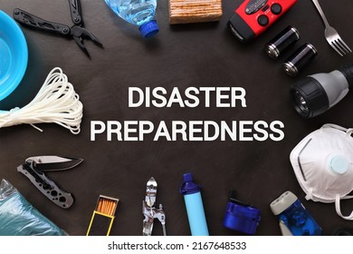 Being prepared for a disaster means having important life saving supplies on hand such as food and water as well as a first aid kit. - Shutterstock ID 2167648533