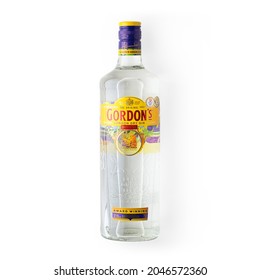 Beirut, Lebanon - April 16, 2021: Gordon's is a brand of the world's best selling London Dry gin. It is owned by the British spirits company Diageo.