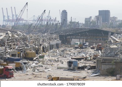 Beirut, Lebanon- August 5, 2020: The Destruction Caused By The Chemical Explosion