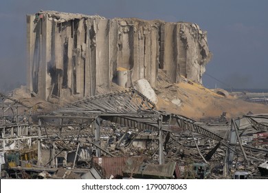 Beirut, Lebanon- August 5, 2020: The Destruction Caused By The Chemical Explosion