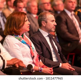 Beirut - Lebanon - June 08-2019, Lebanese Foreign Minister Gebran Bassil With Chantal Aoun Bassil