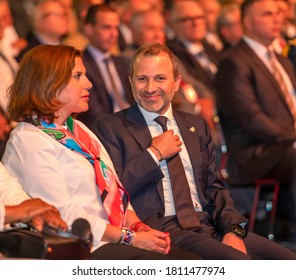 Beirut - Lebanon - June 08-2019, Lebanese Foreign Minister Gebran Bassil With Chantal Aoun Bassil