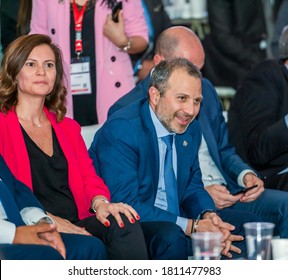 Beirut - Lebanon - June 08-2019, Lebanese Foreign Minister Gebran Bassil With Energy Minister Nada Boustany