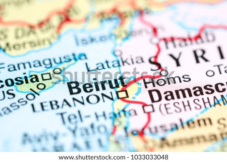 Beirut, Lebanon on a map