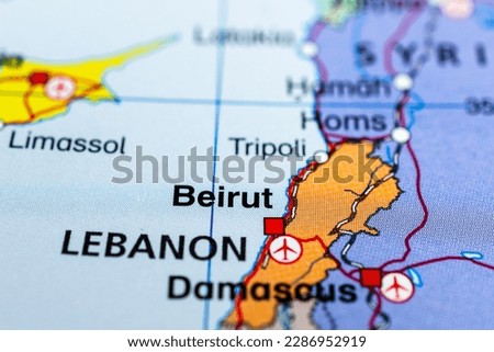 Beirut map. Close up of Beirut map. Map of Beirut in Lebanon.