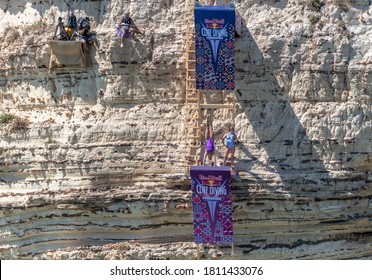 Beirut Raouche, Lebanon - July 14-2019, Red Bull Cliff Diving At Raouche 