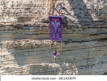 Beirut Raouche, Lebanon - July 14-2019, Red Bull Cliff Diving At Raouche 