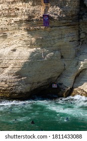 Beirut Raouche, Lebanon - July 14-2019, Red Bull Cliff Diving At Raouche 