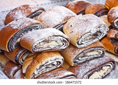 Bejgli - Traditional Hungarian Christmas Cake On Christmas Fair