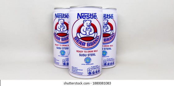 Bekasi, Indonesia - December 19,2020; Nestle Bear Brand. Pure Sterile Milk Helps Maintain A Healthy Body.