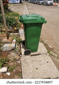 Bekasi, Indonesia - October 22, 2022; Green Garbage Can