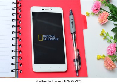 Bekasi, Indonesia - Sept 28,2020: National Geographic On Smartphone, Popular Tv Channel In The World Wide