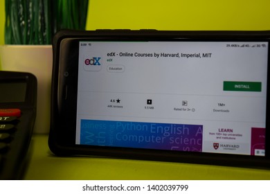 BEKASI, WEST JAVA, INDONESIA. MAY 20, 2019 : EdX: Online Courses By Harvard, Imperial, MIT Dev Application On Smartphone Screen. EdX Is A Freeware Web Browser Developed By EdX