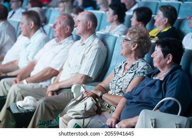 Belarus, The City Of Gomil. June 25, 2021. Community Center For Meeting Retirees. Elderly Spectators In The Concert Hall.