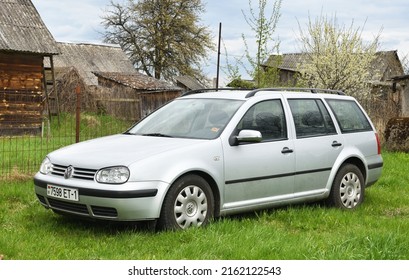 Belarus, Minsk - 15.04.2022: Volkswagen Golf IV Station Wagon Silver Compact Car Manufactured By Volkswagen AG In Germany From 1997 To 2004.Side View.