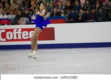 Belarus, Minsk, January 25, 2019. Minsk Arena. European Figure Skating Championship.Figure Skater Alexia Paganini At The European Figure Skating Championships