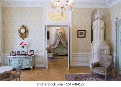 Belarus. Nesvizh. 02 May 2019. Nesvizh Castle. Interior Of The Palace. Living Room And Open Door To The Bedroom.