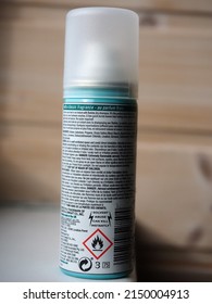 Belarus,Minsk,2022. Dry shampoo for hair brand Batiste  . warning lettering solvent abuse can kill instantly
