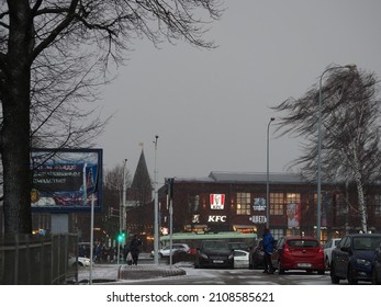 Belarus,Minsk,2022.winter Storm City Day Traffic