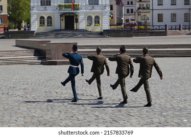 Belarus,Mogilev,2014. School Kids In Military Clothes Group Parade Outdoor