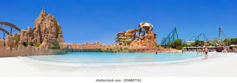 Belek, Antalya, Turkey - May 15, 2021: The Land Of Legends Theme Park In Belek. Wave Shock Pool With Artificial Waves