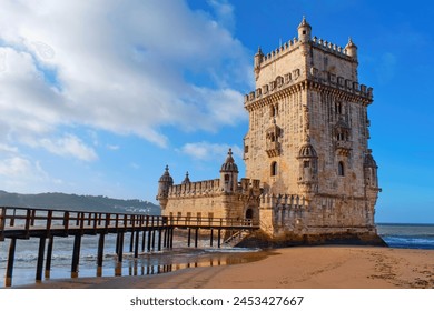 Belem Tower or Tower of Staint Vincent on the bank of the Tagus River. Lisbon, Portugal - Powered by Shutterstock