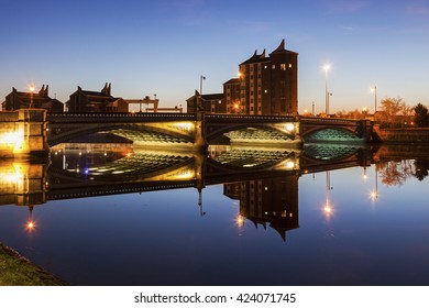 Belfast architecture along River Lagan. Belfast, Northern Ireland, United Kingdom.
