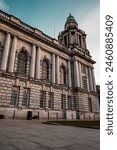 Belfast city hall building in the evening