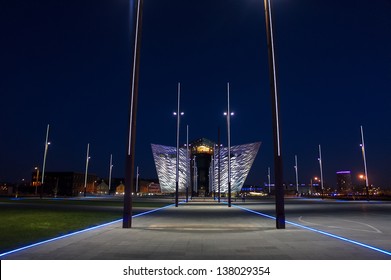 BELFAST- Dec 3: An Evening View Of Titanic Belfast From 'The Slipways'. Photo Taken December 3rd 2012 In Belfast