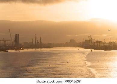 Belfast Harbour At Sunset