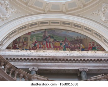 Belfast, Ireland: Aug 2018 - Belfast City Hall Interior Views 