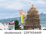 Belfast, Northern, Ireland. 11th July, 2017. Large bonfire built in Ravenscroft Avenue for the annual 12th July celebrations, subject to court injunction preventing any further building