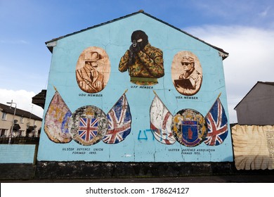 BELFAST, NORTHERN IRELAND - FEB 9, 2013: Mural In Protestant Shankill Road Area Of Belfast, Northern Ireland. Shankill Was A Centre For Loyalist Paramilitarism During The Troubles.