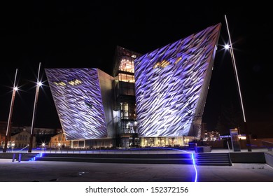 BELFAST- Oct 12: An Evening View Of Titanic Belfast From 'The Slipways'. Photo Taken October 12th  2012 In Belfast 