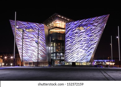 BELFAST- Oct 12: An Evening View Of Titanic Belfast From 'The Slipways'. Photo Taken October 12th  2012 In Belfast 