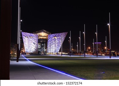 BELFAST- Oct 12: An Evening View Of Titanic Belfast From 'The Slipways'. Photo Taken October 12th  2012 In Belfast 