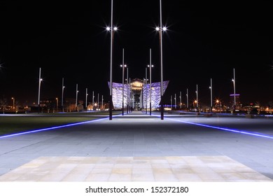 BELFAST- Oct 12: An Evening View Of Titanic Belfast From 'The Slipways'. Photo Taken October 12th  2012 In Belfast 