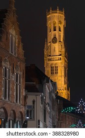 The Belfry Of Bruges At Winter Night