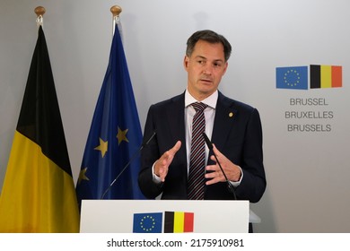 Belgian Prime Minister Alexander De Croo Arrives Ahead Of A Two Days European Unionsummit At The European Council Building In Brussels, On June 24, 2022.