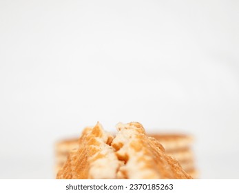 Belgian waffles isolated on white background. Belgian waffles close up. - Shutterstock ID 2370185263